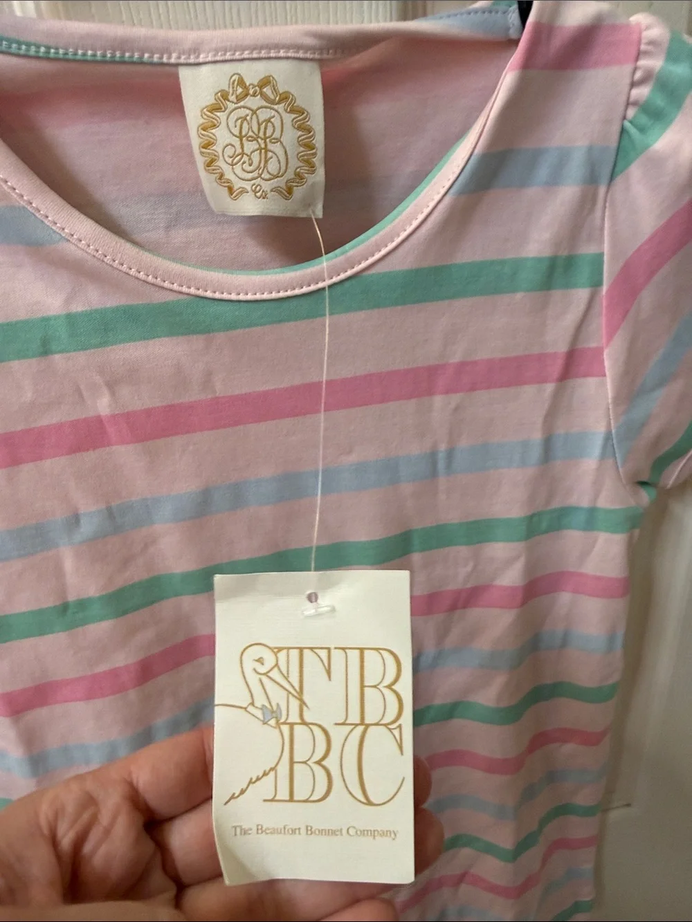 Girls' Pastel Stripe Short Sleeve Tee - Pink, Mint & Light Blue